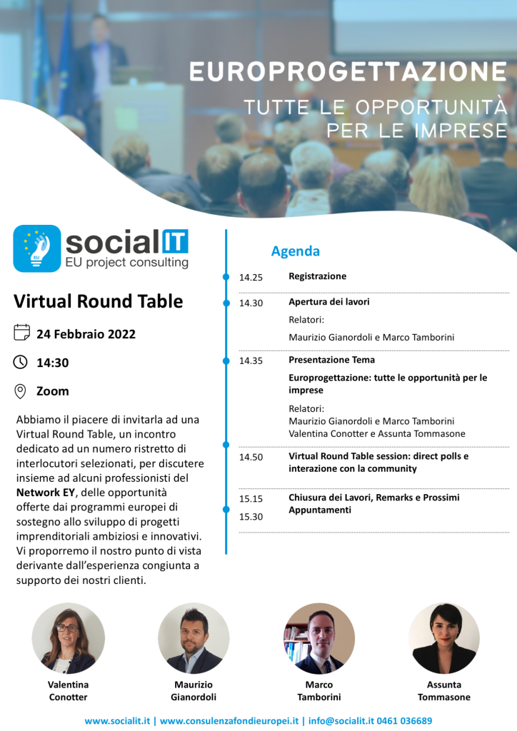 Europrogettazione Virtual Round Table con EY